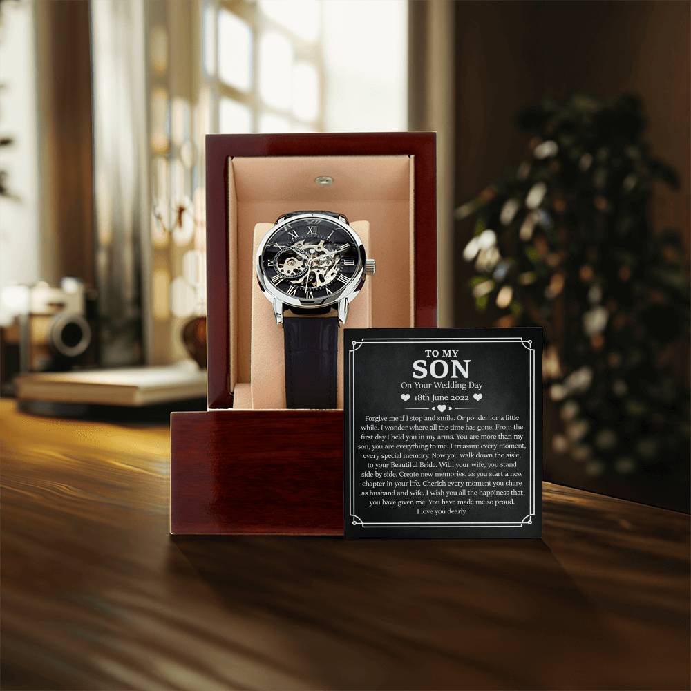 To My Son On Your Wedding Day Gift Openwork Watch For Son From Mom Gift For Groom Wedding Watch Gift
