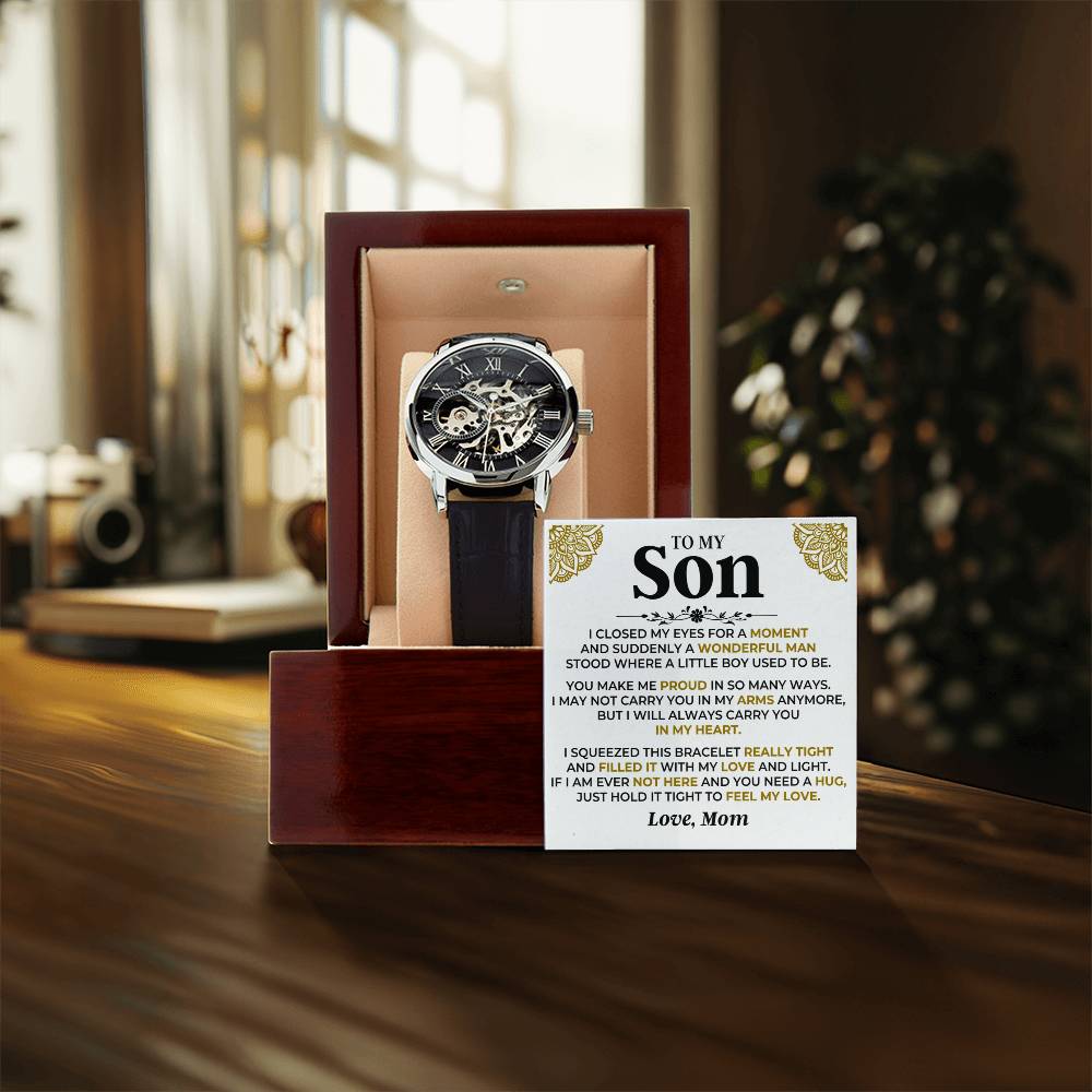 To My Son Love Mom Openwork Watches Gift Set