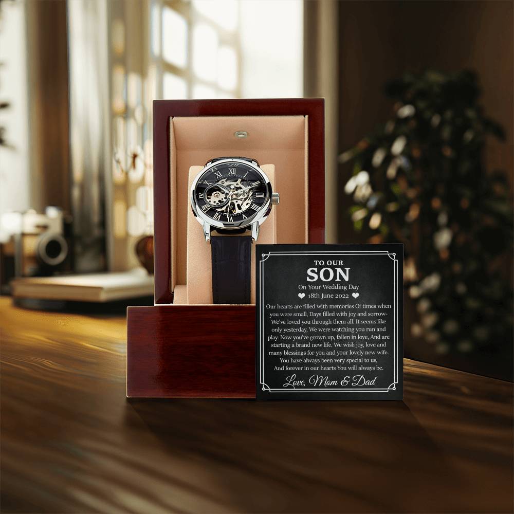 To Our Son On Your Wedding Day Gift Openwork Watch For Son From Mom And Dad Gift For Groom Wedding Watch Gift