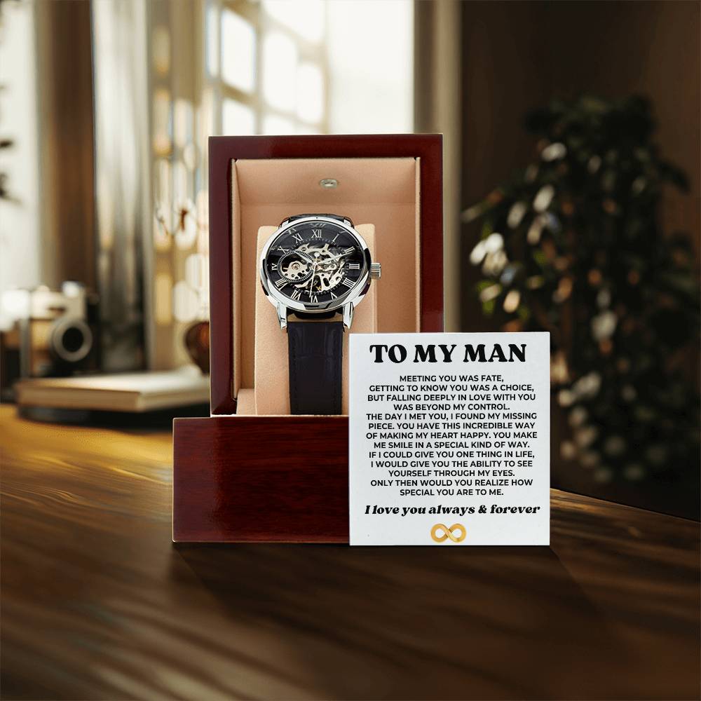 To My Man - I Love You Forever - Braided Openwork Watches Gift Set