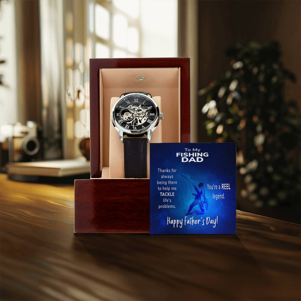 To My Fishing Dad Gift Watch Openwork Watch With Message Card For Dad Father's Day Gift From Son Father's Day Gift From Daughter Dad Present(1)