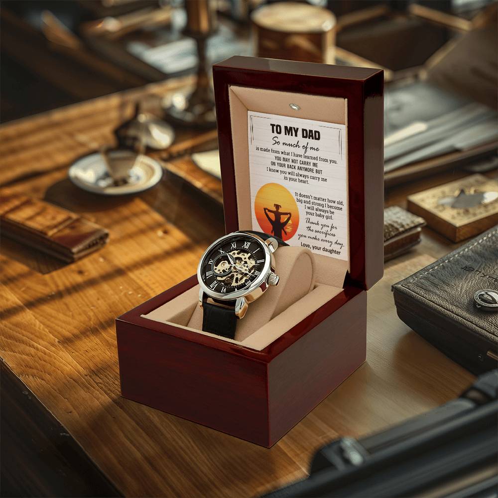 Gift For Dad From Daughter Made Old Big Men's Openwork Watch