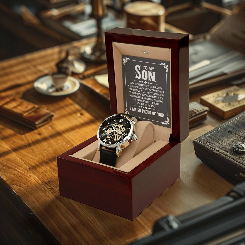 To My Son Graduation Gift For Son Gift For Son From Parents Gift From Mom & Dad Luxury Openwork Watch For Son Graduation