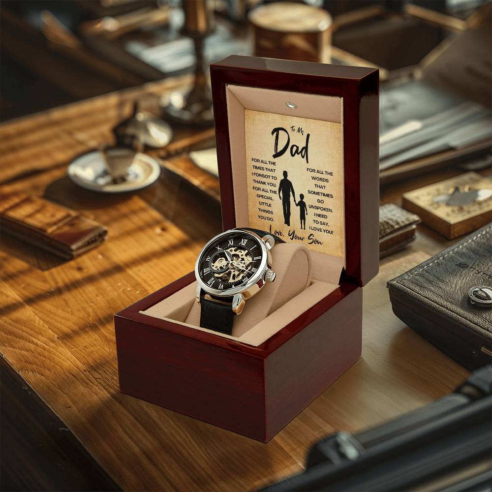 Fathers Day Gift For Dad From Son Sentimental Father Gift Openwork Watch Meaningful Dad Gift Best Fathers Day Gift Daddy Watch