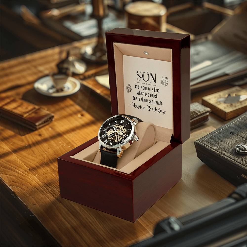 Son - You're One Of A Kind - Men's Openwork Watch - Birthday Gift For Son