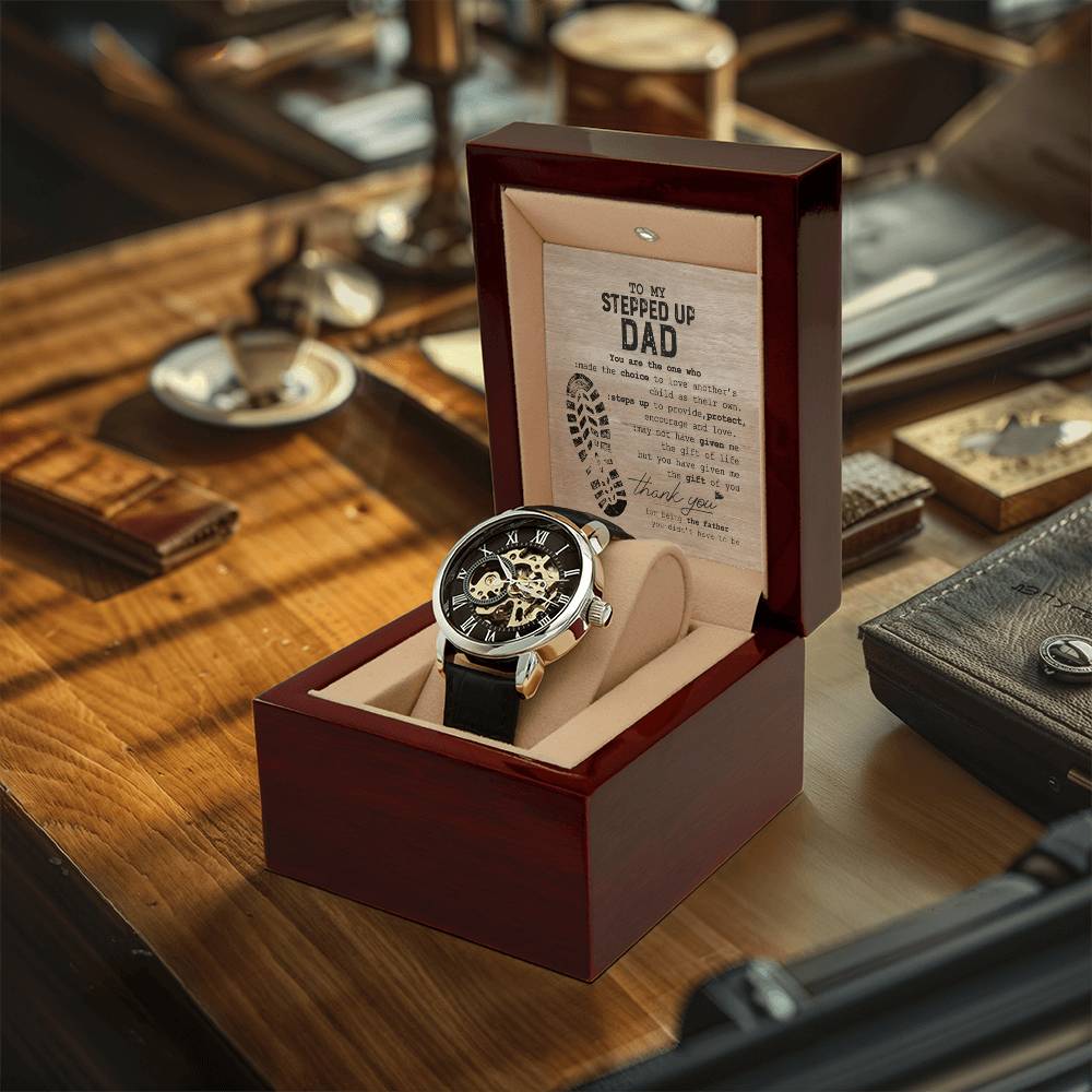 To My Stepped Up Dad Gift For Dad Openwork Watch For Step Dad Father's Day Gift