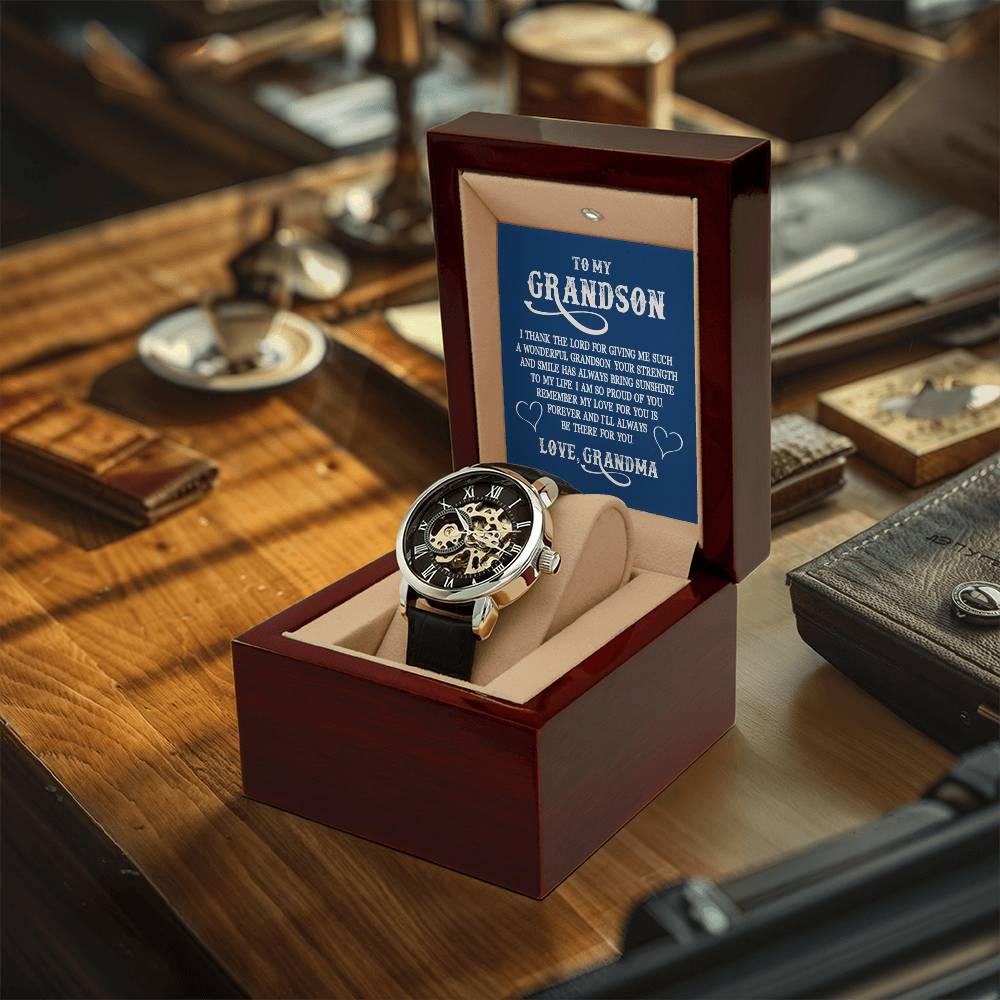 To My Grandson Grandson Gift From Grandma Grandson Birthday Gift Grandson Graduation Gift Meaningful Openwork Watch