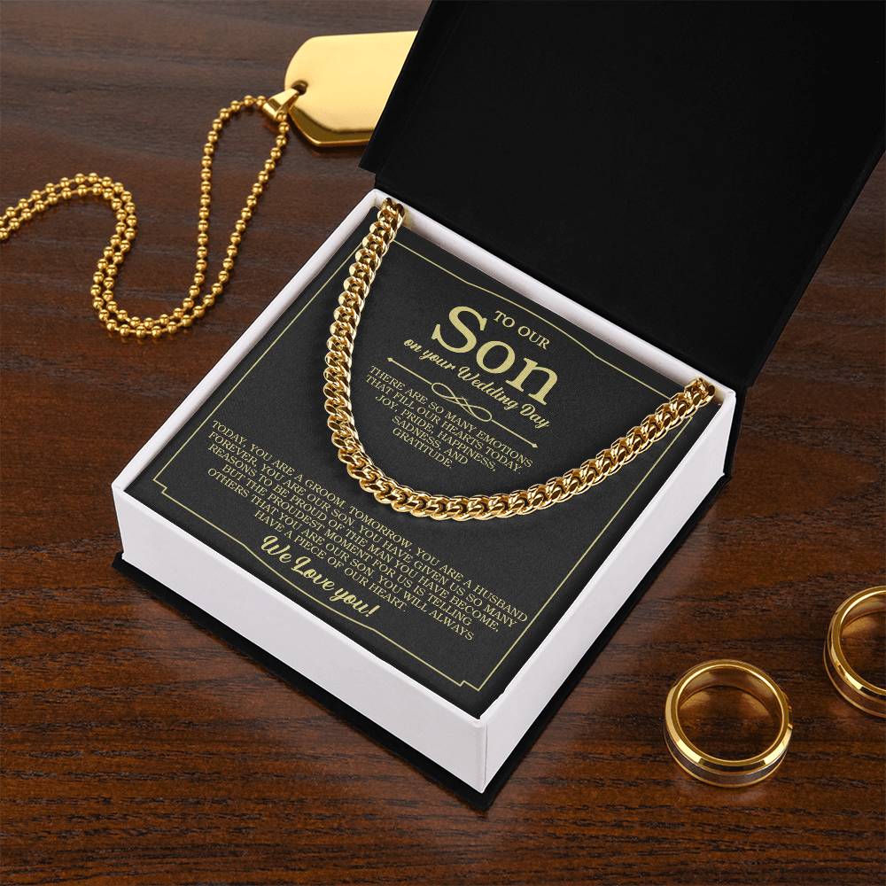 To Our Son On Your Wedding Day Cuban Chain Necklace Gift For Son From Mother And Dad Wedding Gift For Groom Groom Gift Cuban Link Chain