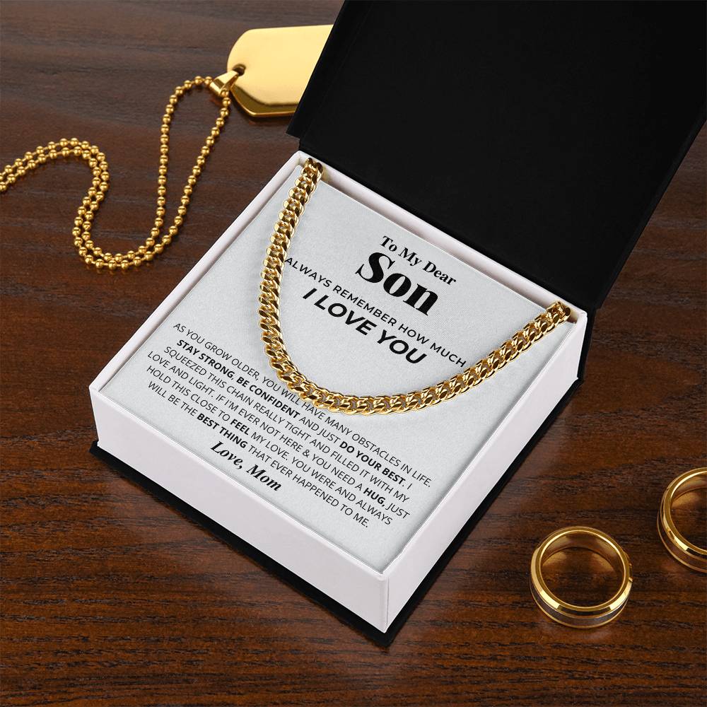 Gift To Son From Mom To My Dear Son Necklace Son Birthday Graduation Gift To Grown Up Son Cuban Link Chain