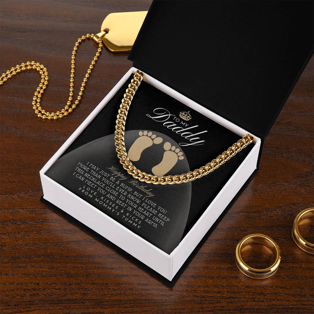 From A Bump To Daddy To My Daddy New Daddy Gift Daddy To Be Gift To My Daddy From A Bump Dad Necklace Gift New Dad Bir Cuban Link Chain