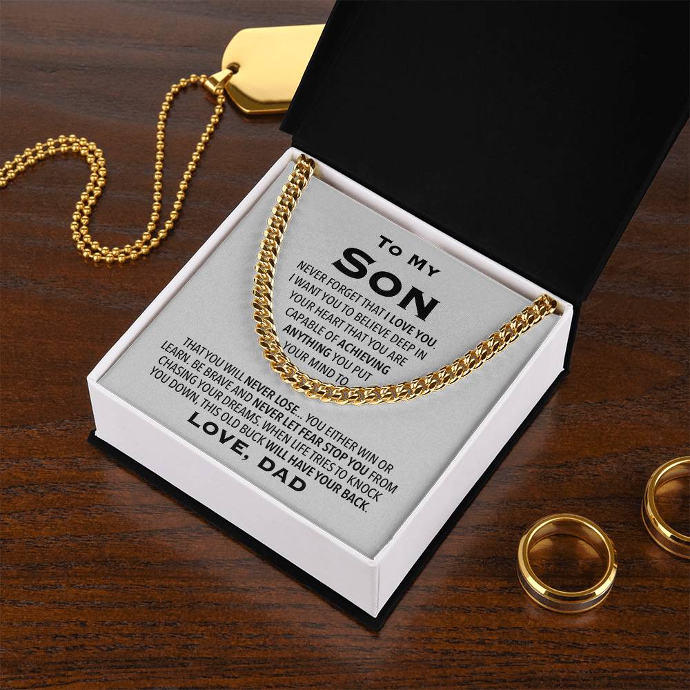 To My Son Gift From Dad Cuban Link Chain Necklace For Son Son Birthday Christmas Gift For Son
