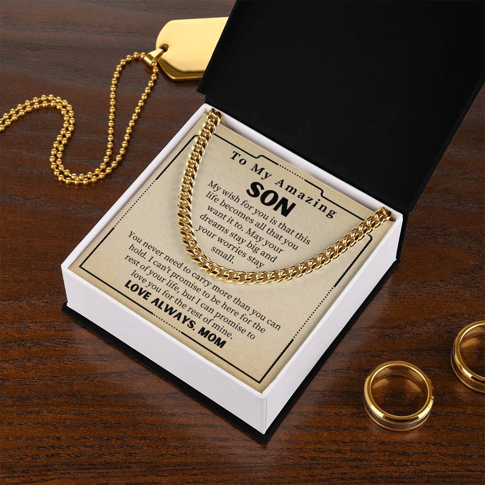 Gift For Son From Mom To My Amazing Son Necklace Cuban Link Chain