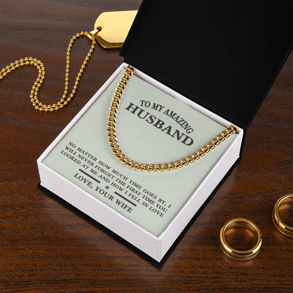 For Husband- Birthday Anniversary Gift Message Card Jewelry Cuban Link Chain