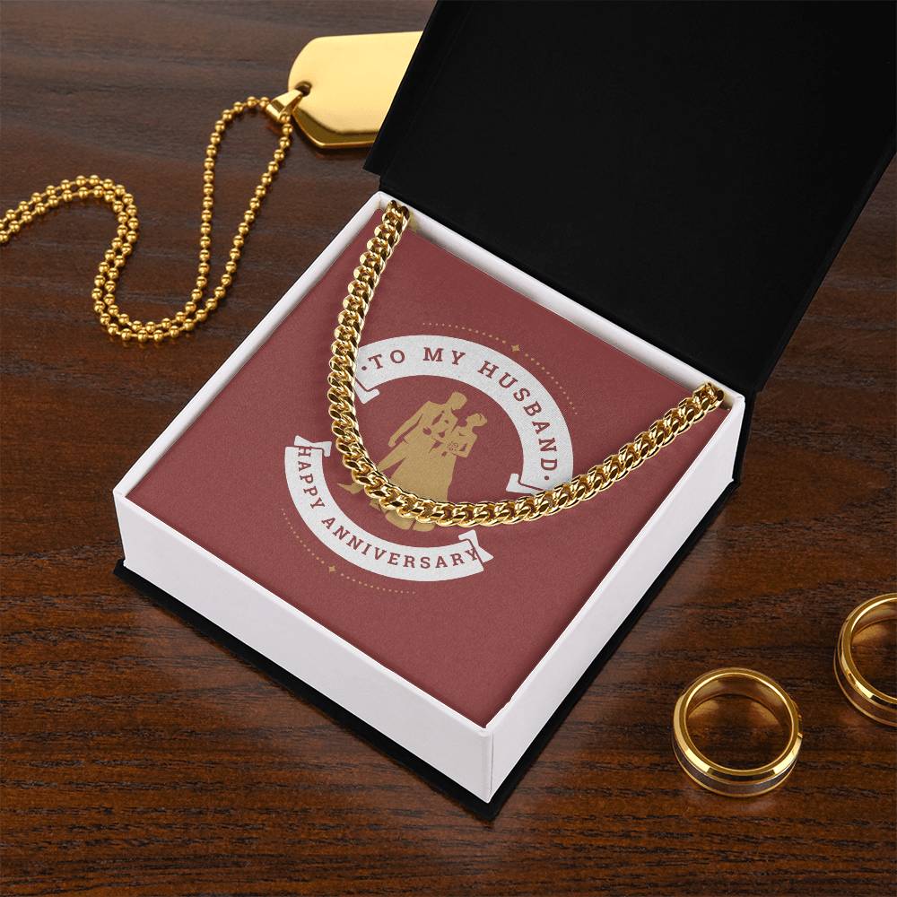 To My Husband - Anniversary Chain Cuban Link Chain