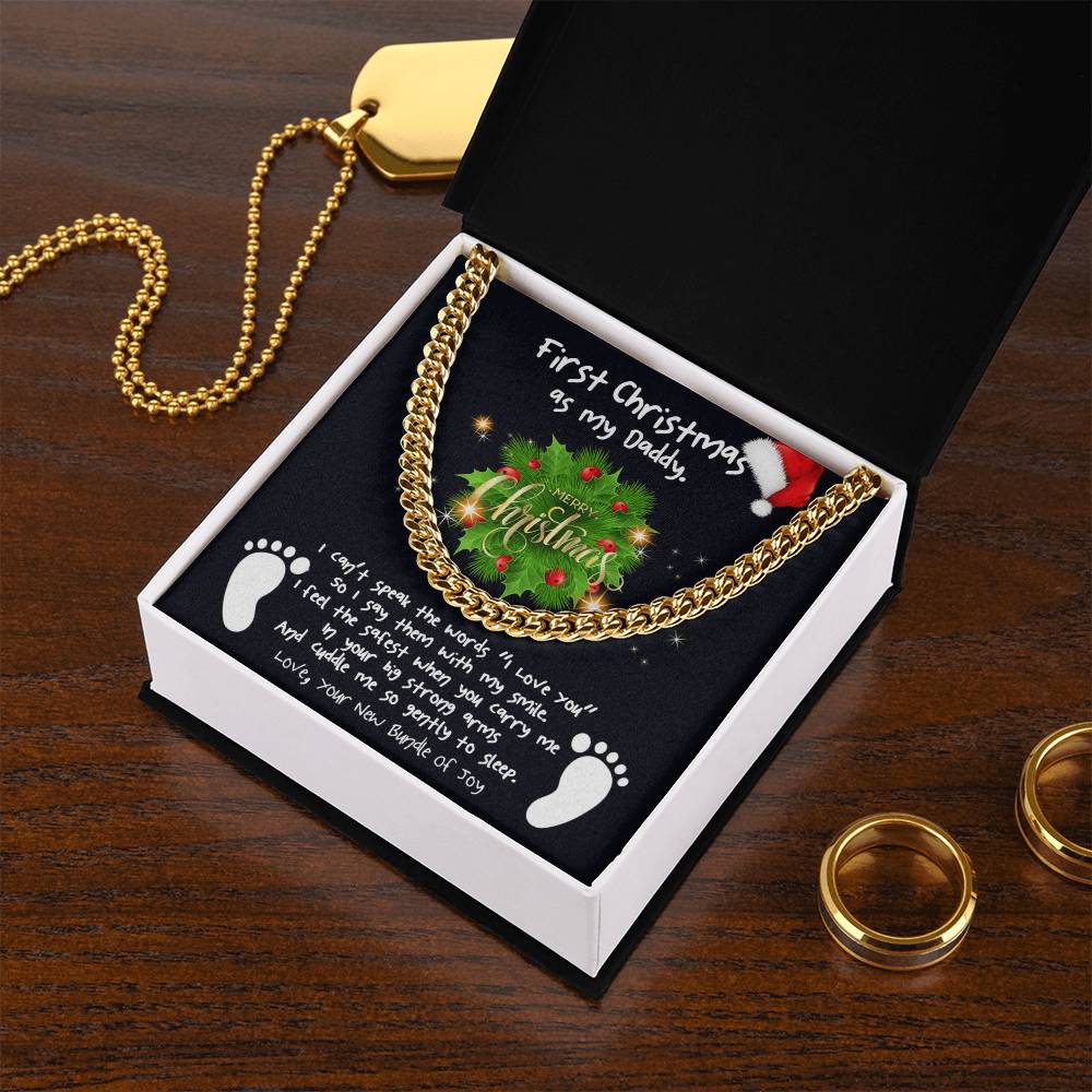 First Christmas Daddy Cuban Link Chain