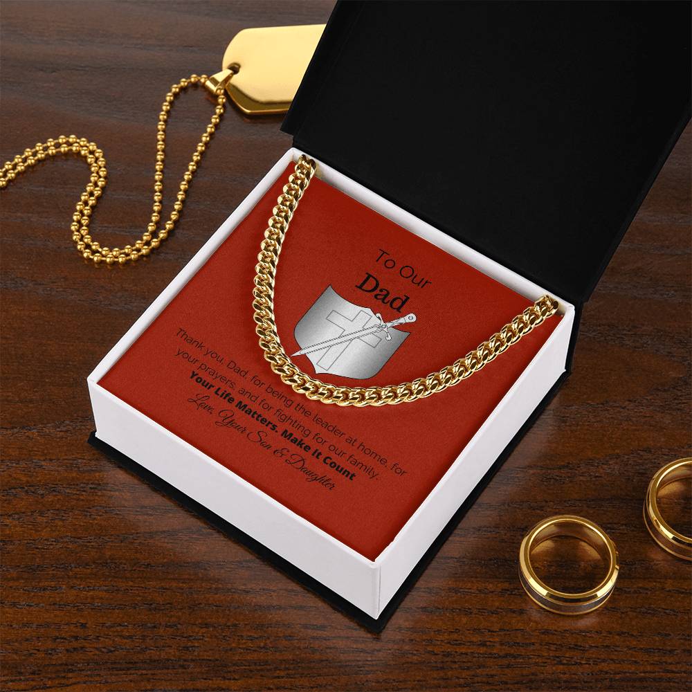 To Our Dad Gift For Him Cuban Link Chain Necklace Cuban Chain Necklace Stainless Steel 14K Yellow Gold Christmas Gift