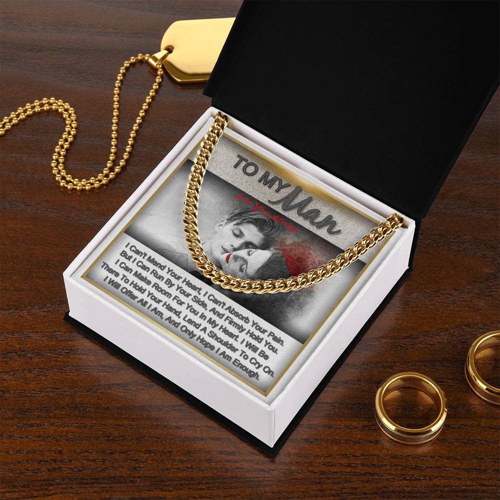 To My Man Gift For Him Romantic Birthday Gifts For Him Personalized Gift Link Chain Necklace Jewelry For Anniversary Cuban Link Chain