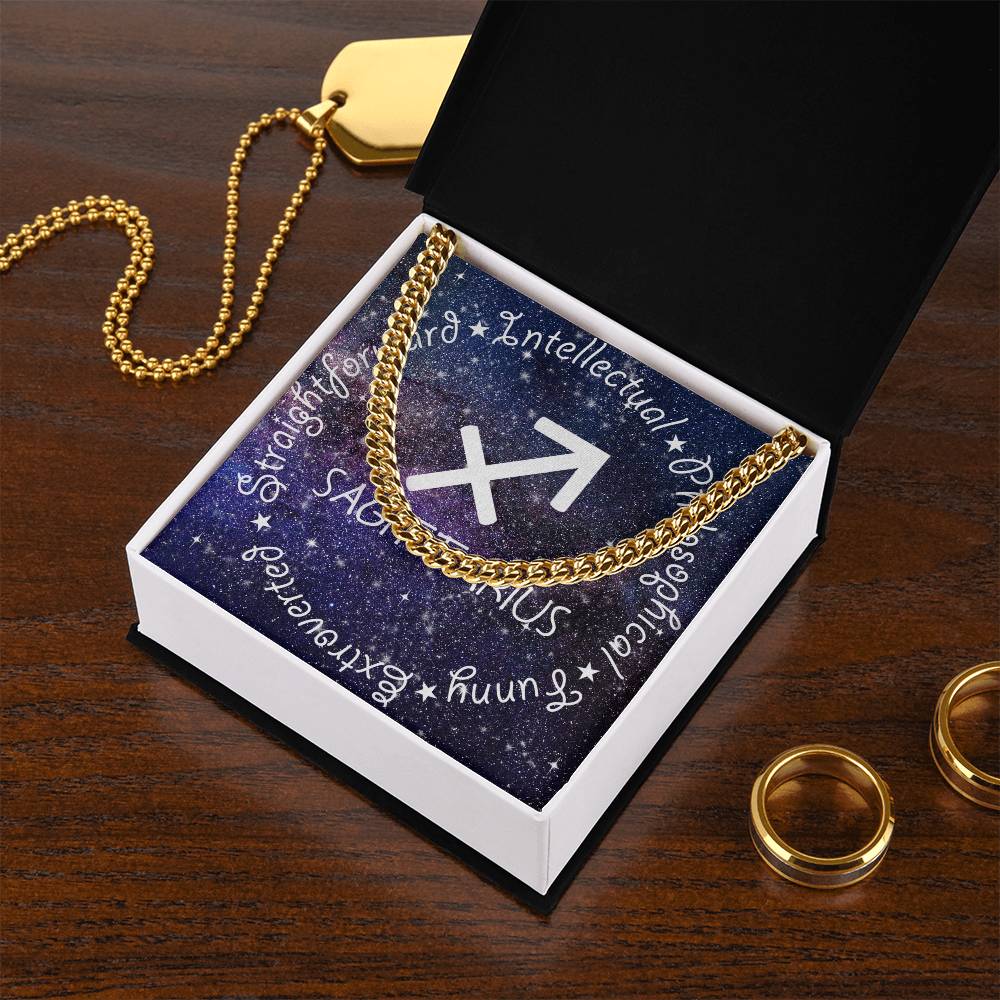 Cuban Link Chain Necklace - Sagittarius Theme