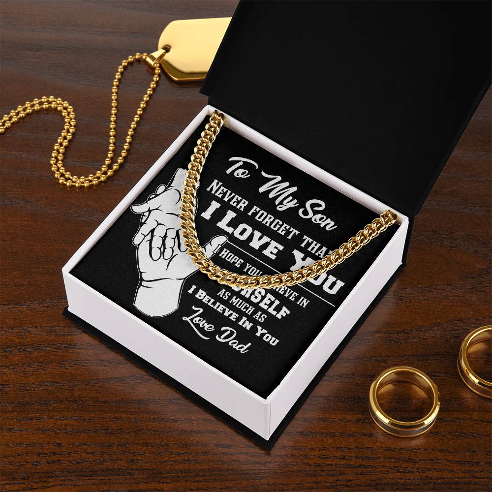 Gift For Son Never Forget That I Love You Cross Necklace Cuban Link Chain