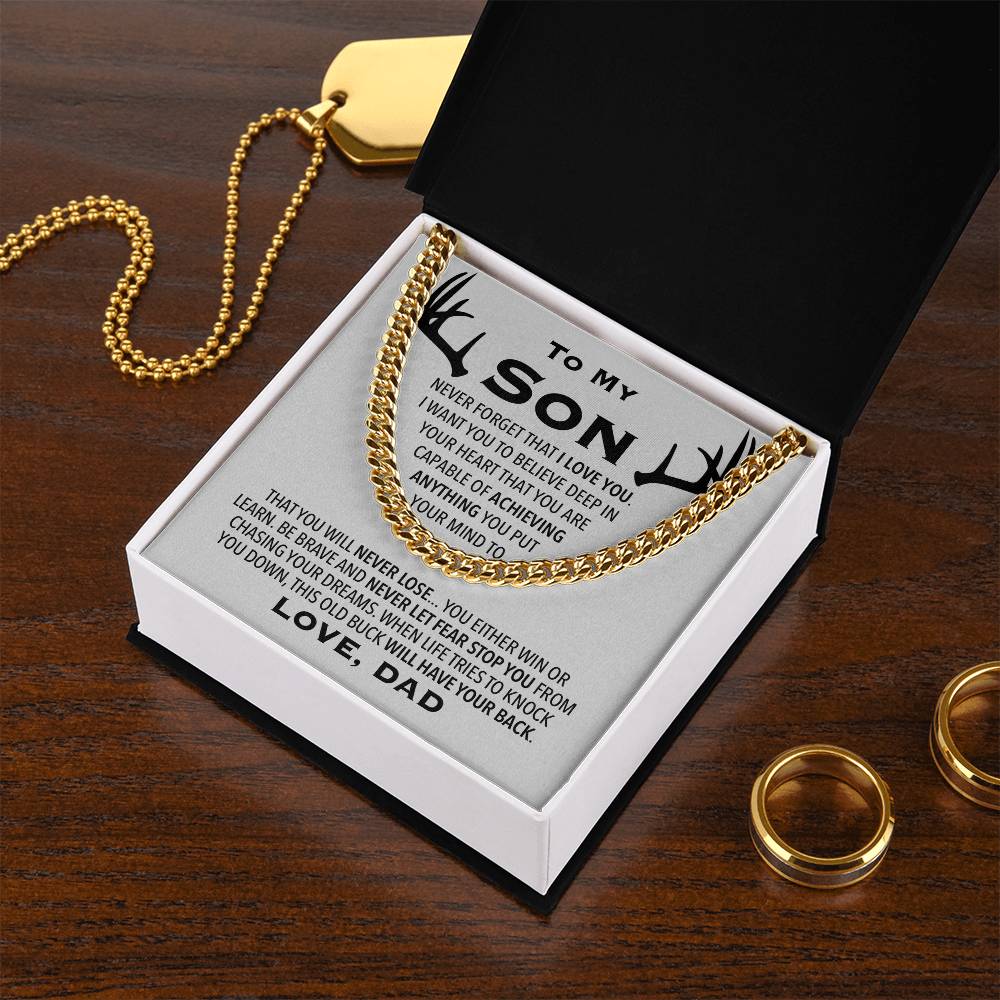 To My Son Link Chain Necklace Cuban Link Chain
