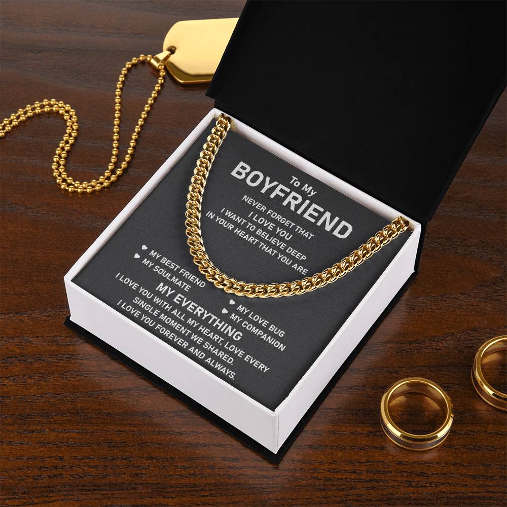 To My Boyfriend Cuban Chain Necklace Unique Anniversary Gift For Boyfriend Boyfriend Birthday Gift Cuban Link Chain