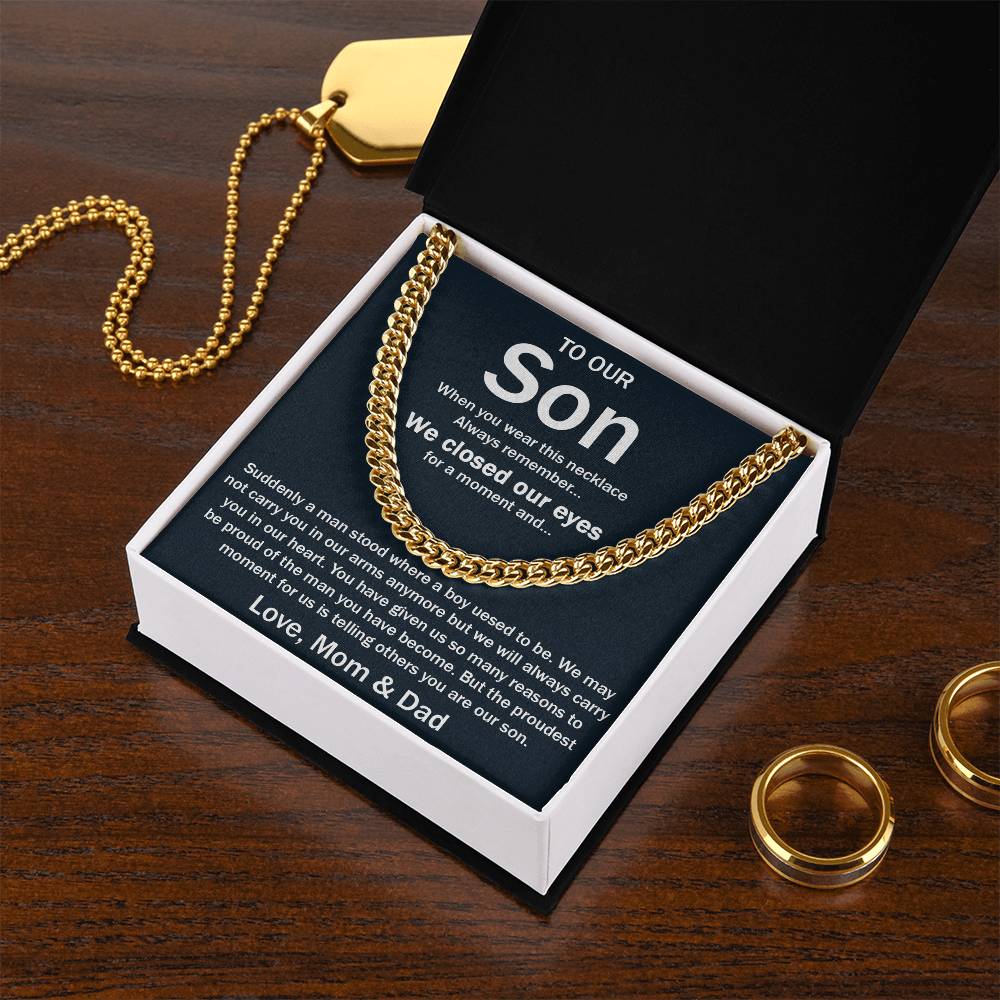 To Our Son Chain Necklace Gifts For Son Birthday Unique Gifts For Son From Mom Dad Sentimental Son Gifts Cuban Link Chain