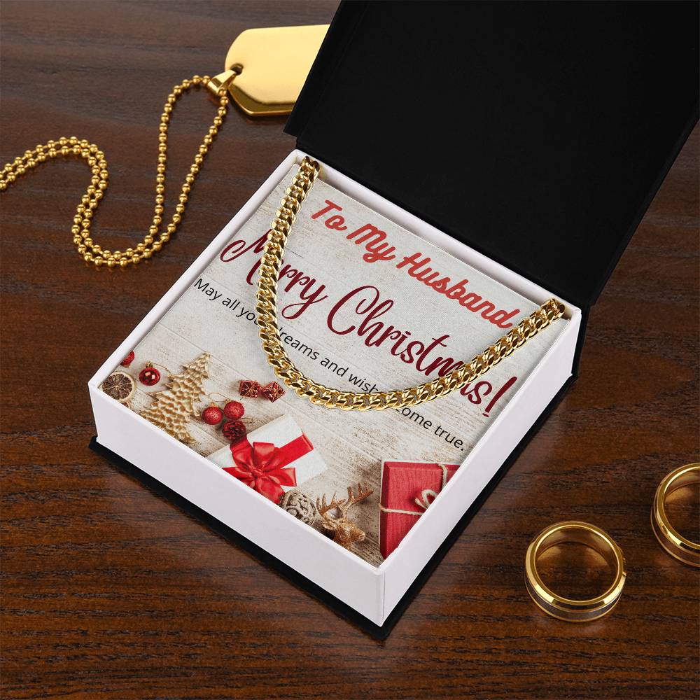 To My Husband Merry Christmas Cuban Link Chain