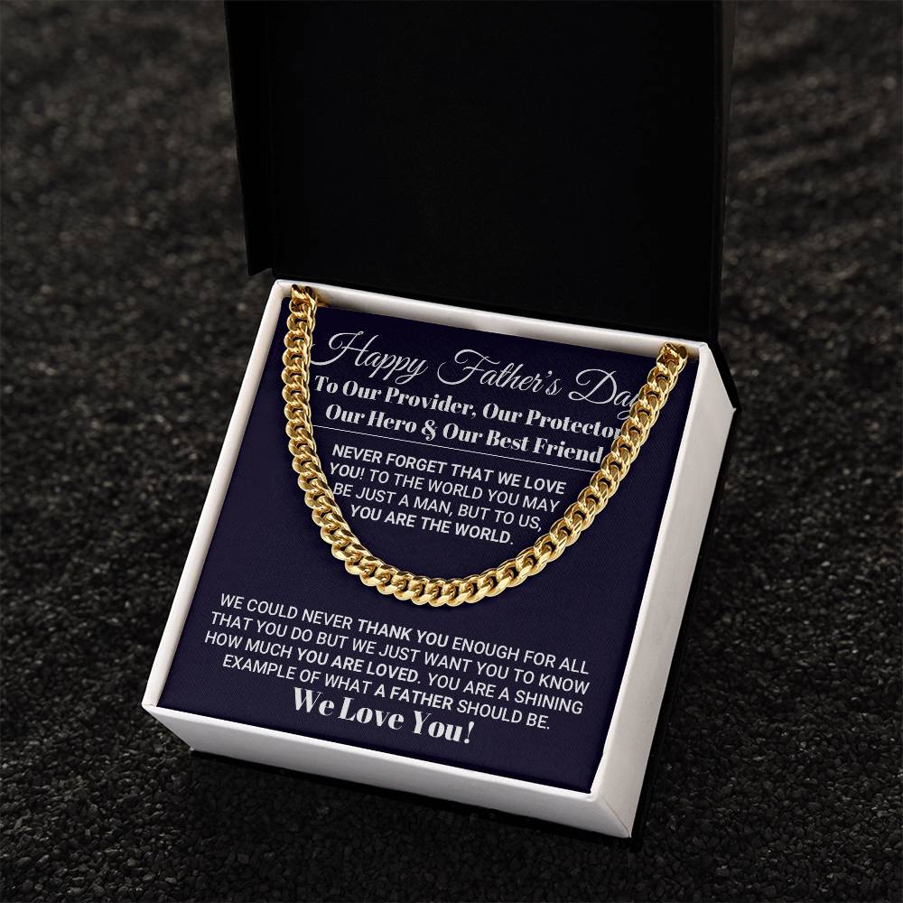Our World Father's Day Necklace Cuban Link Chain