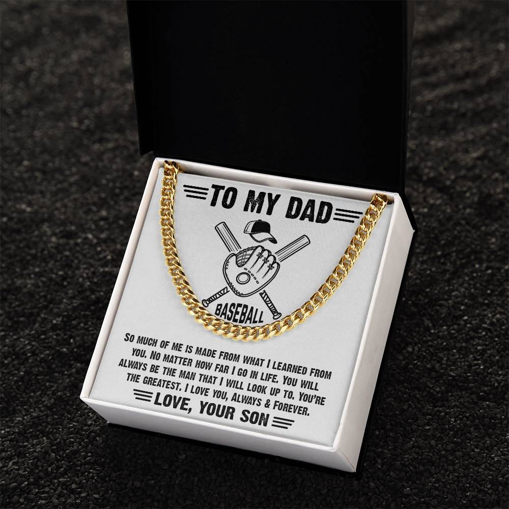 To My Baseball Dad-Cuban Link Chain Necklace-Gift From Son