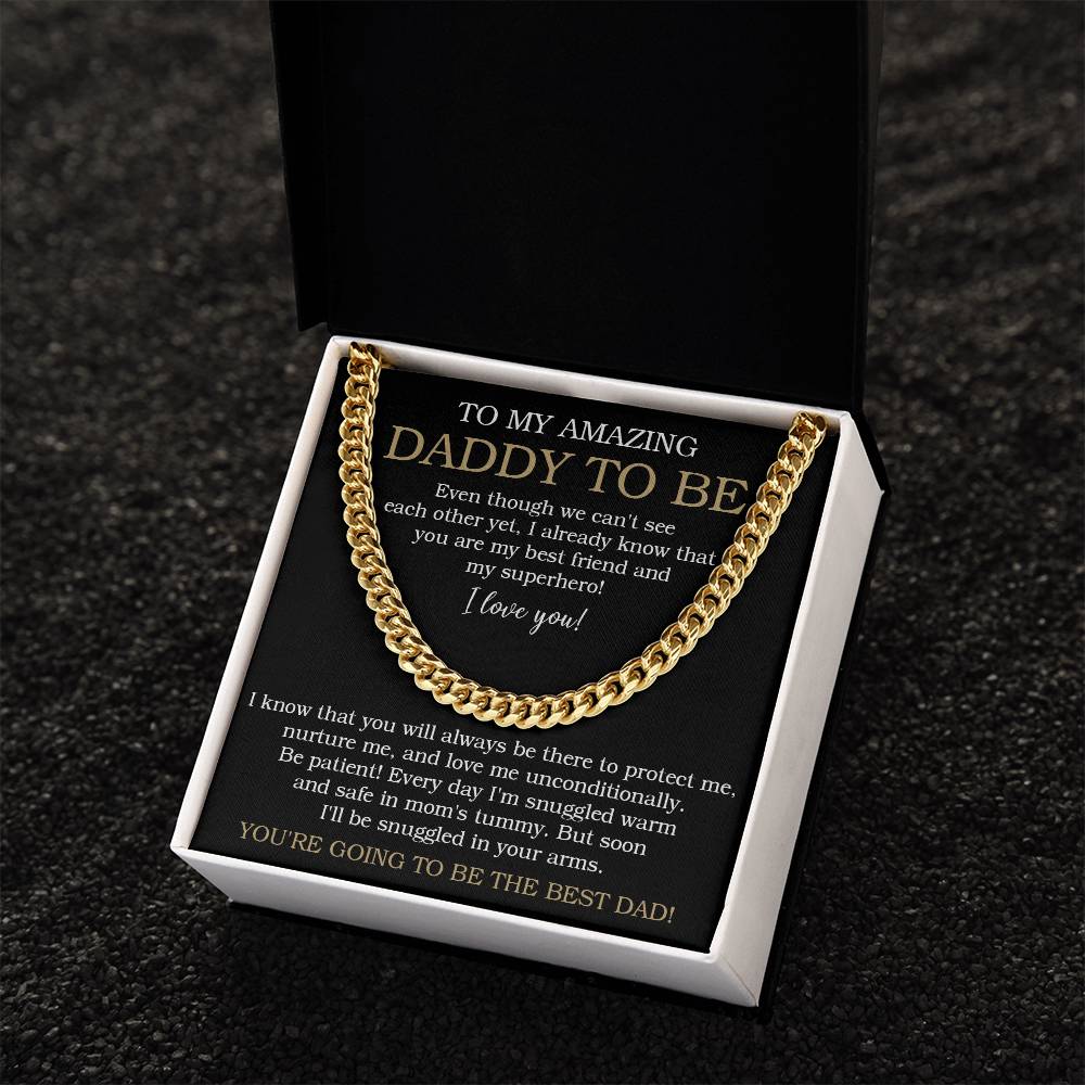 To My Amazing Daddy To Be Cuban Chain Necklace Daddy To Be Gift From Bump Necklace For New Dad Cuban Link Chain