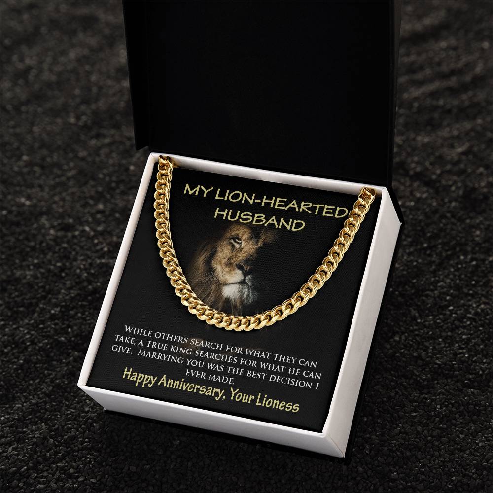 My Lion-Hearted Husband Curb Chain Necklace Gift Cuban Link Chain