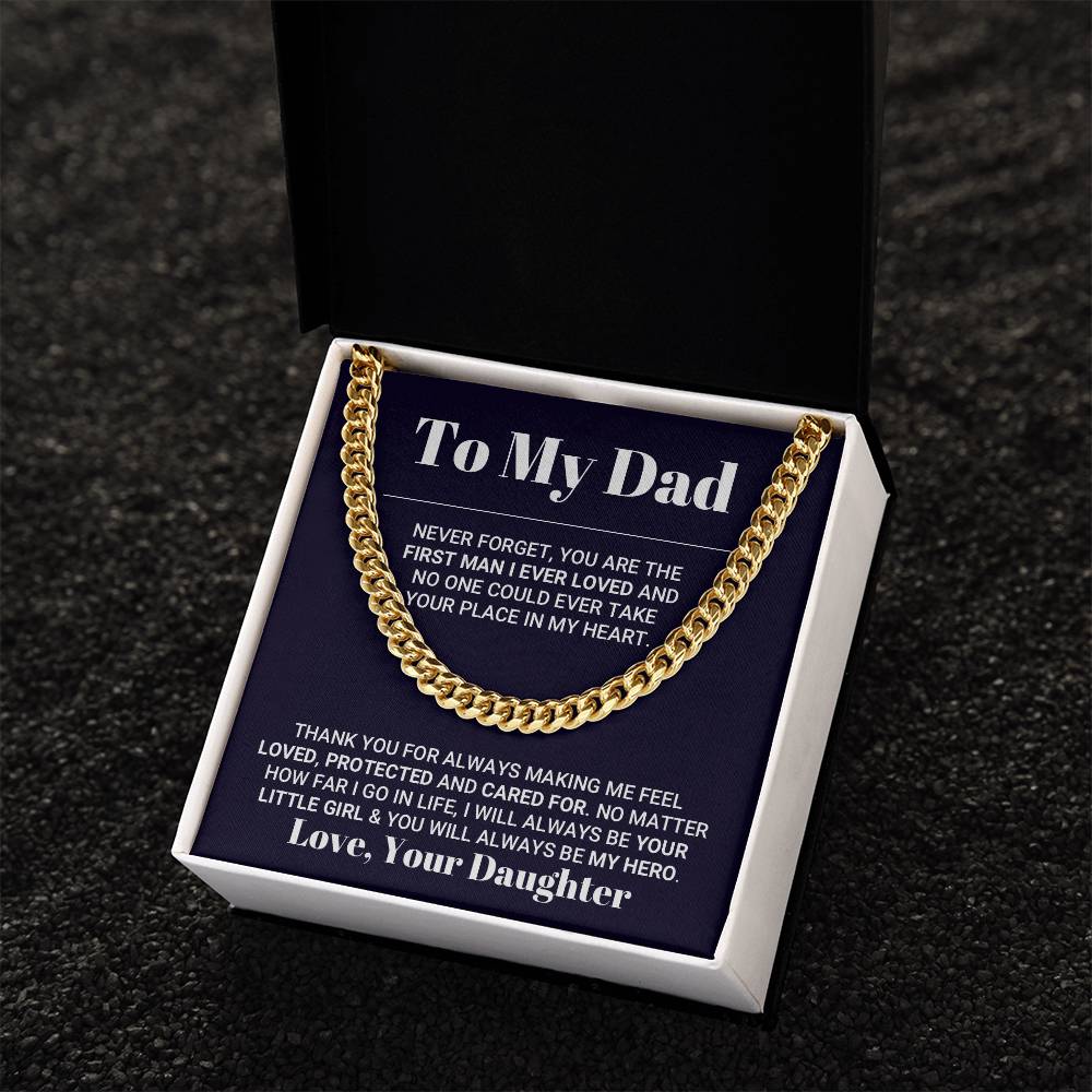 My Dad My World Father's Day Necklace Cuban Link Chain