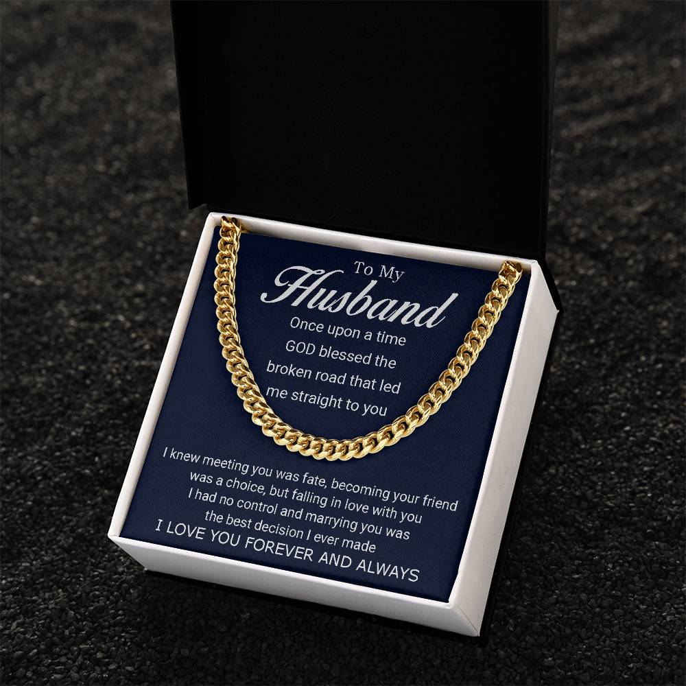 To My Husband - Love You Forever - Cuban Link Chain Necklace + Mahogany Luxury Gift Box