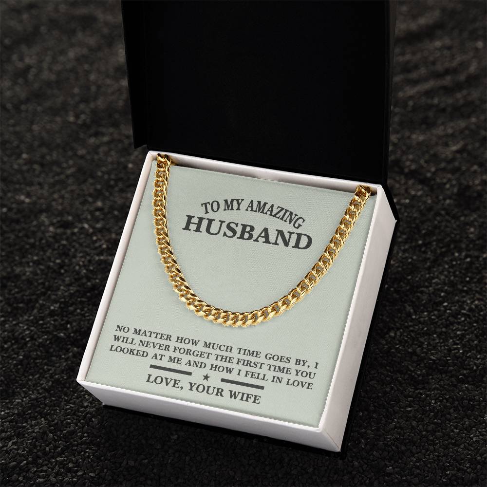 For Husband- Birthday Anniversary Gift Message Card Jewelry Cuban Link Chain