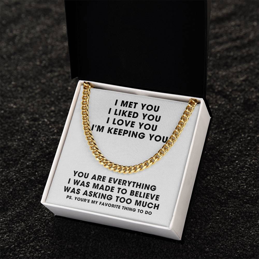 To Boyfriend For My Husband Men Cuban Link Chain Gold And Silver Anniversary 1 2 3 4 5 Just Because Christmas Gift Sto