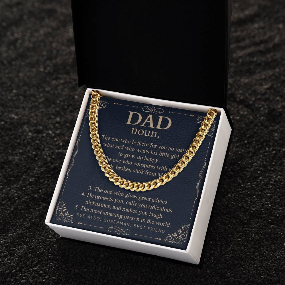 To My Dad Necklace Gift For Dad From Daughter Dad Birthday Anniversary Gift Cuban Link Chain