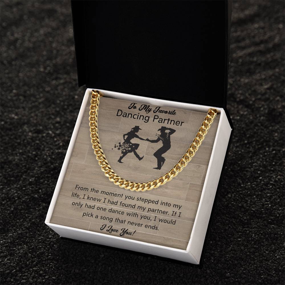 To My Dancing Partner - Line Dancers For Life - Men's Thick Link Chain Cuban Link Chain