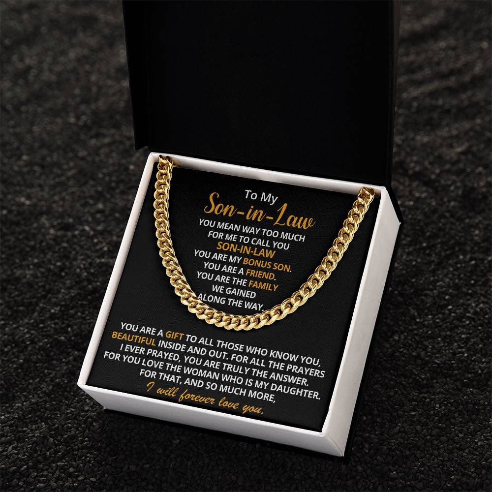 To My Son-In-Law - You Are My Bonus Son Cuban Link Chain Necklace