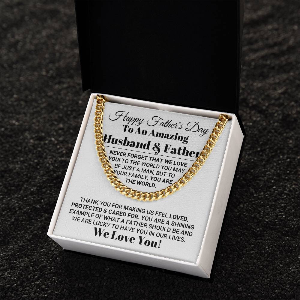 Our World Father's Day Necklace Cuban Link Chain