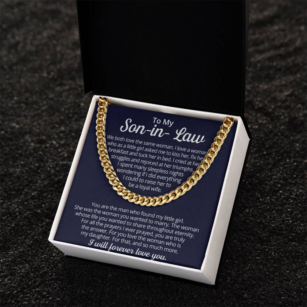 To My Son-In-Law - We Both Love The Same Woman Cuban Link Chain Necklace