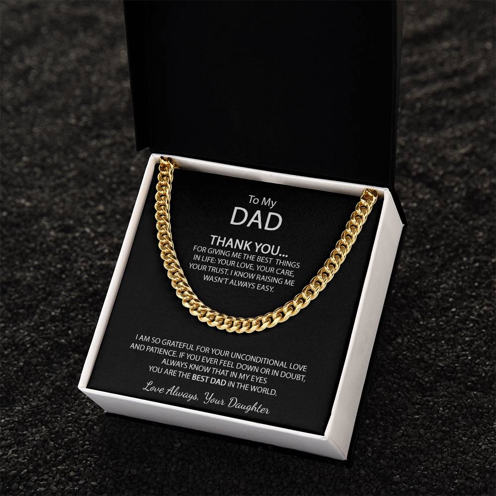 To My Dad Necklace Men Chain Necklace Gift For Dad From Daughter Father's Day Gift Dad Birthday Gift Cuban Link Chain