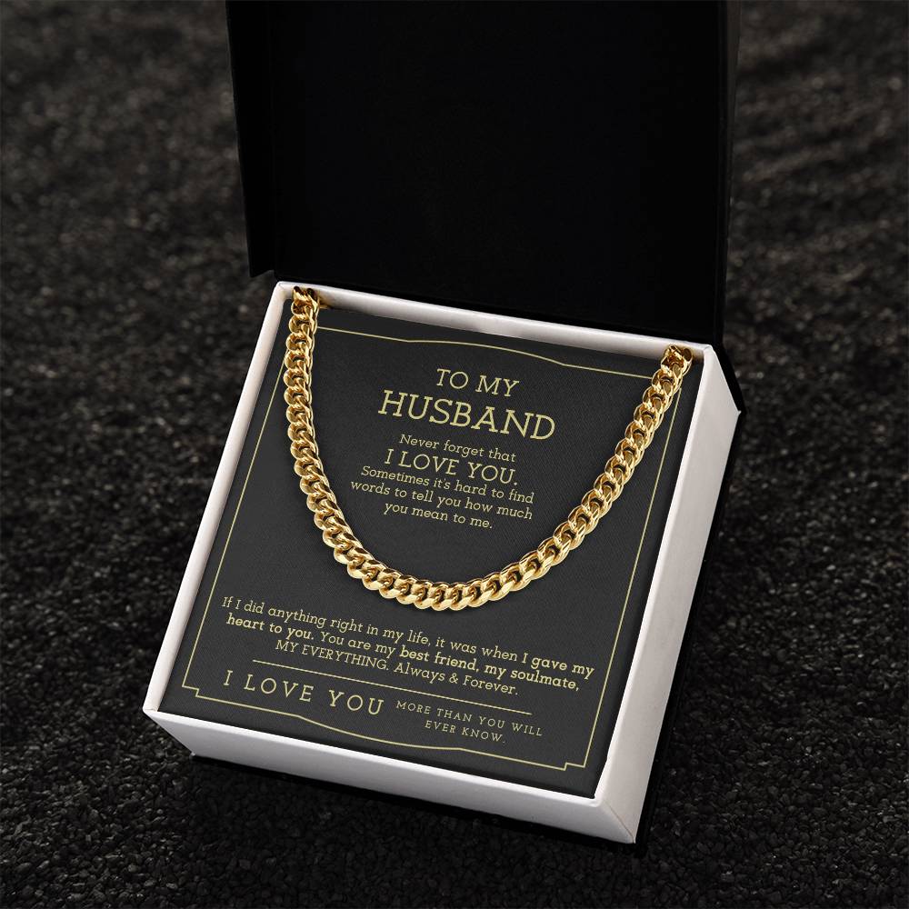 To My Husband Cuban Link Chain Necklace Husband Gift From Wife Anniversary Gift For Husband Husband Birthday Father's