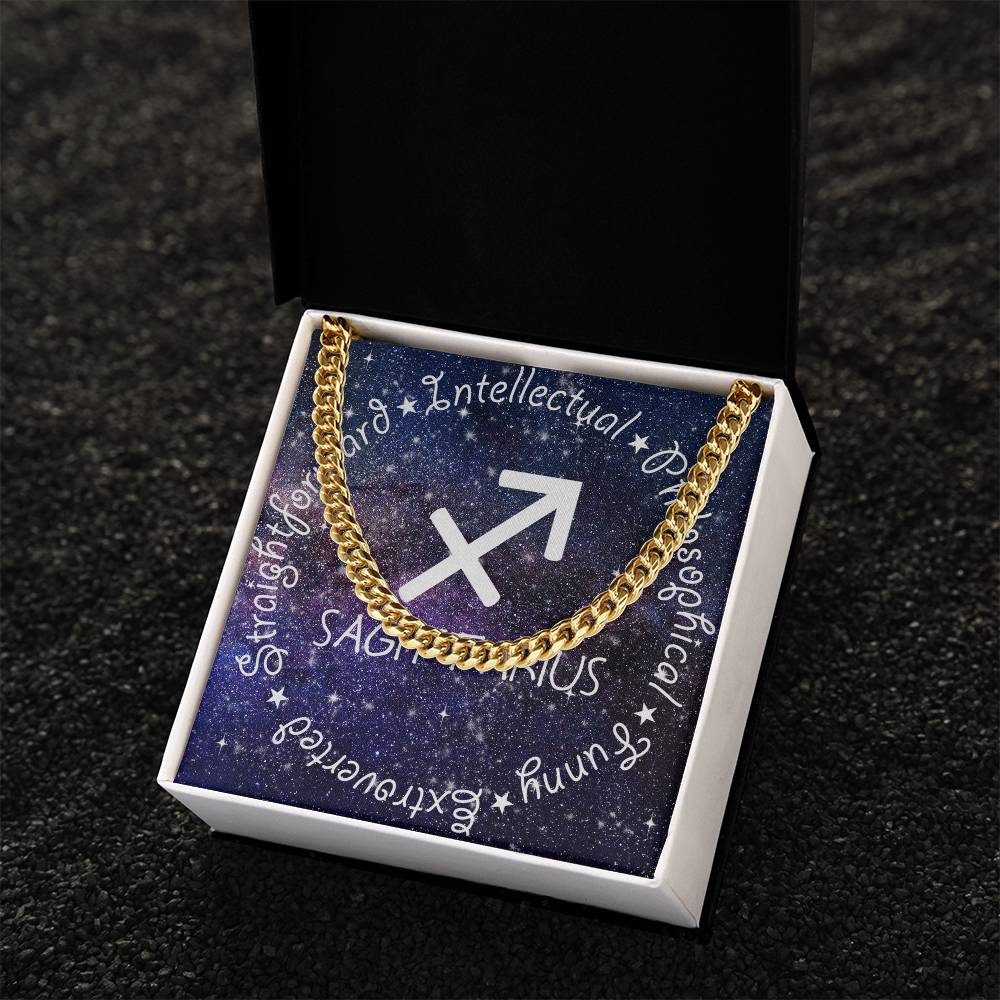 Cuban Link Chain Necklace - Sagittarius Theme