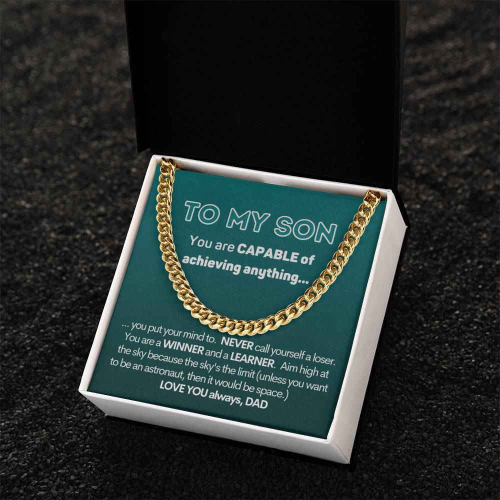 To My Capable Son Cuban Chain Necklace Gift From Dad Cuban Link Chain