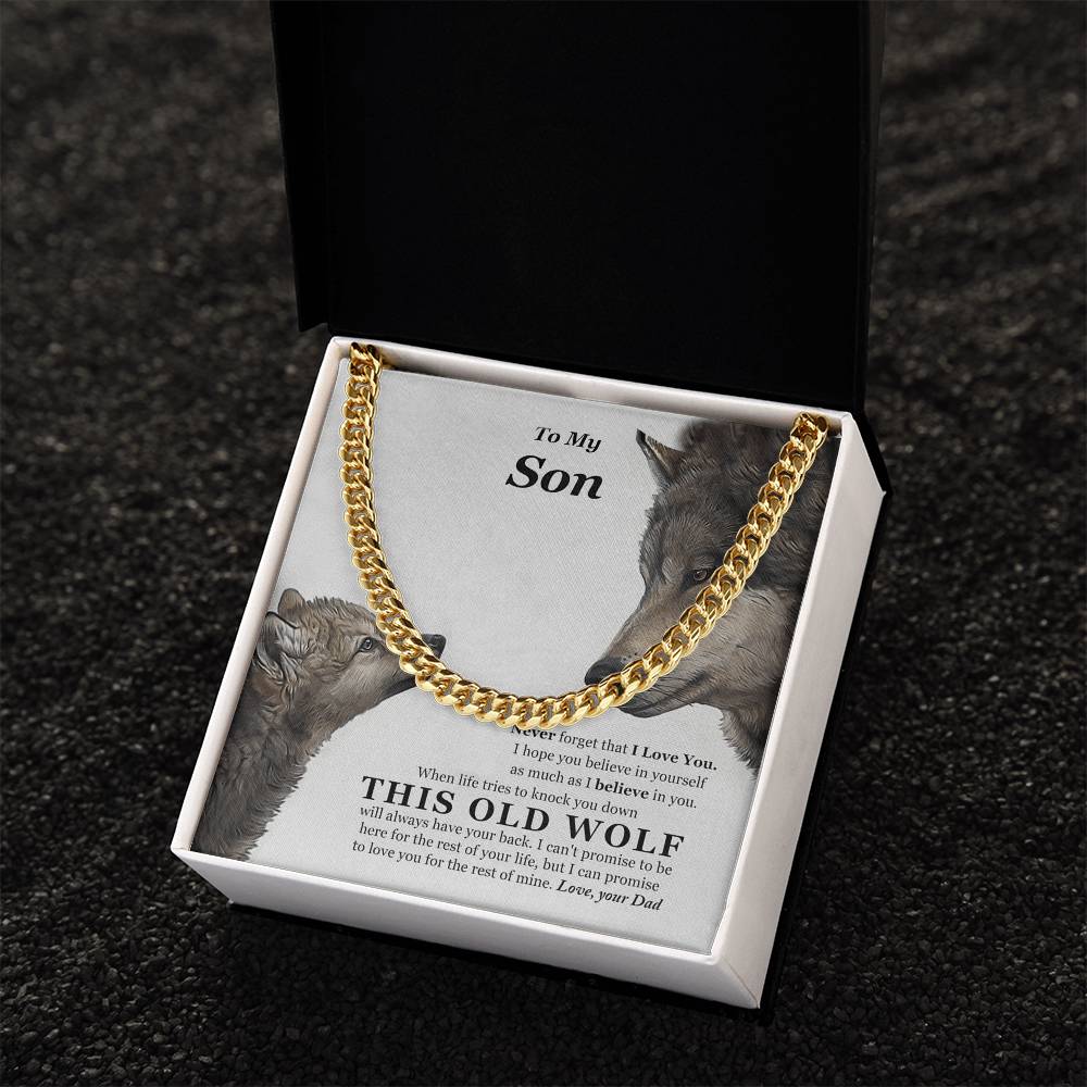 I Believe In You This Old Wolf Dad Gift For Son Cuban Link Chain Necklace