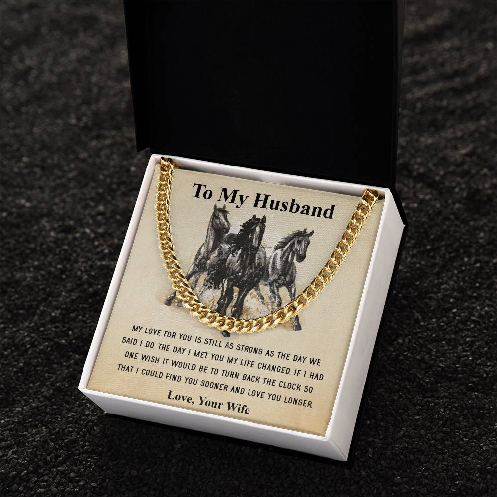 Husband Fathers Day Gift Silver Cuban Link Chain For Men Husband Birthday Gift Anniversary Gift For Horse Lover Cowboy