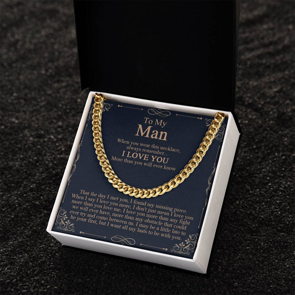To My Man Necklace Boyfriend Cuban Chain Necklace Boyfriend Birthday Boyfriend Anniversary Romantic Gift For Boyfriend Cuban Link Chain