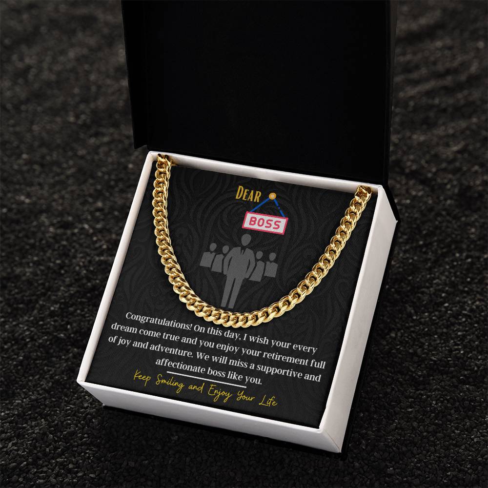 Retirement Gifts For Boss Cuban Link Chain Necklace Retirement Wishes And Gift For Boss