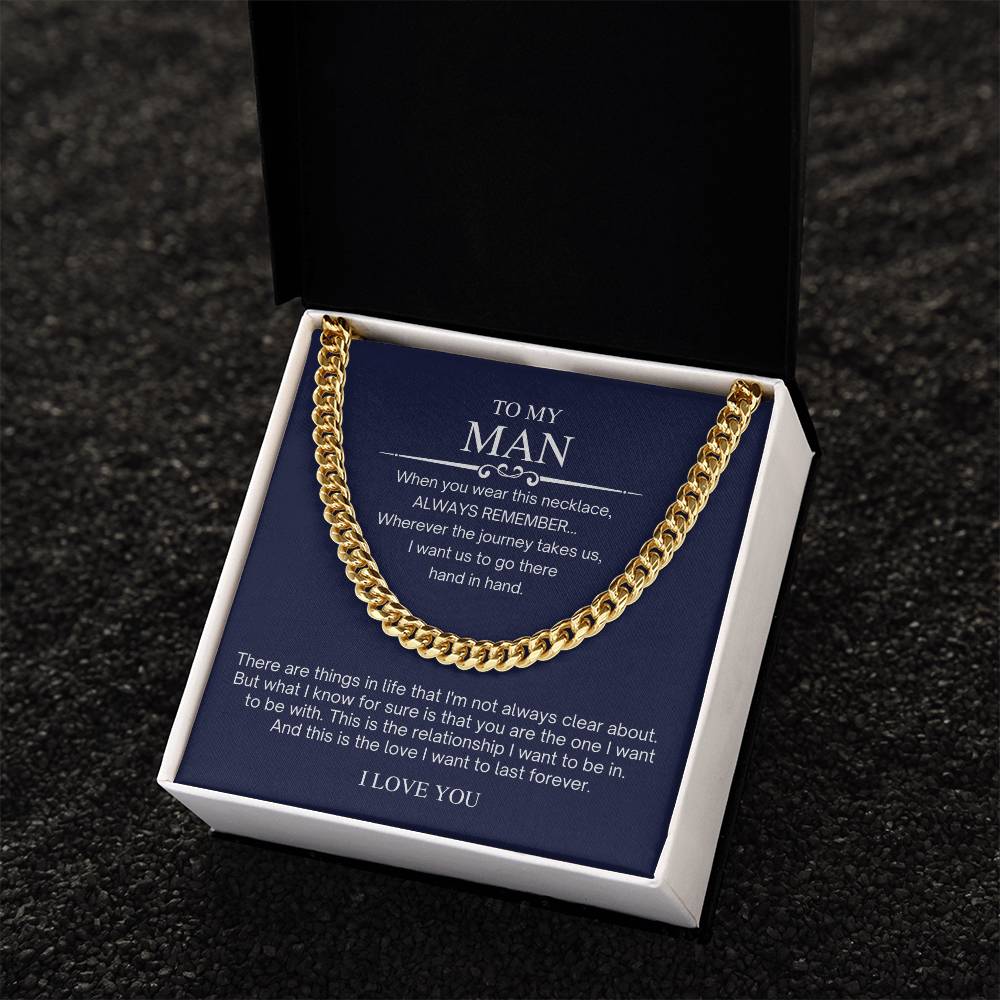 To My Man Valentine's Day Cuban Chain Necklace Cuban Link Chain