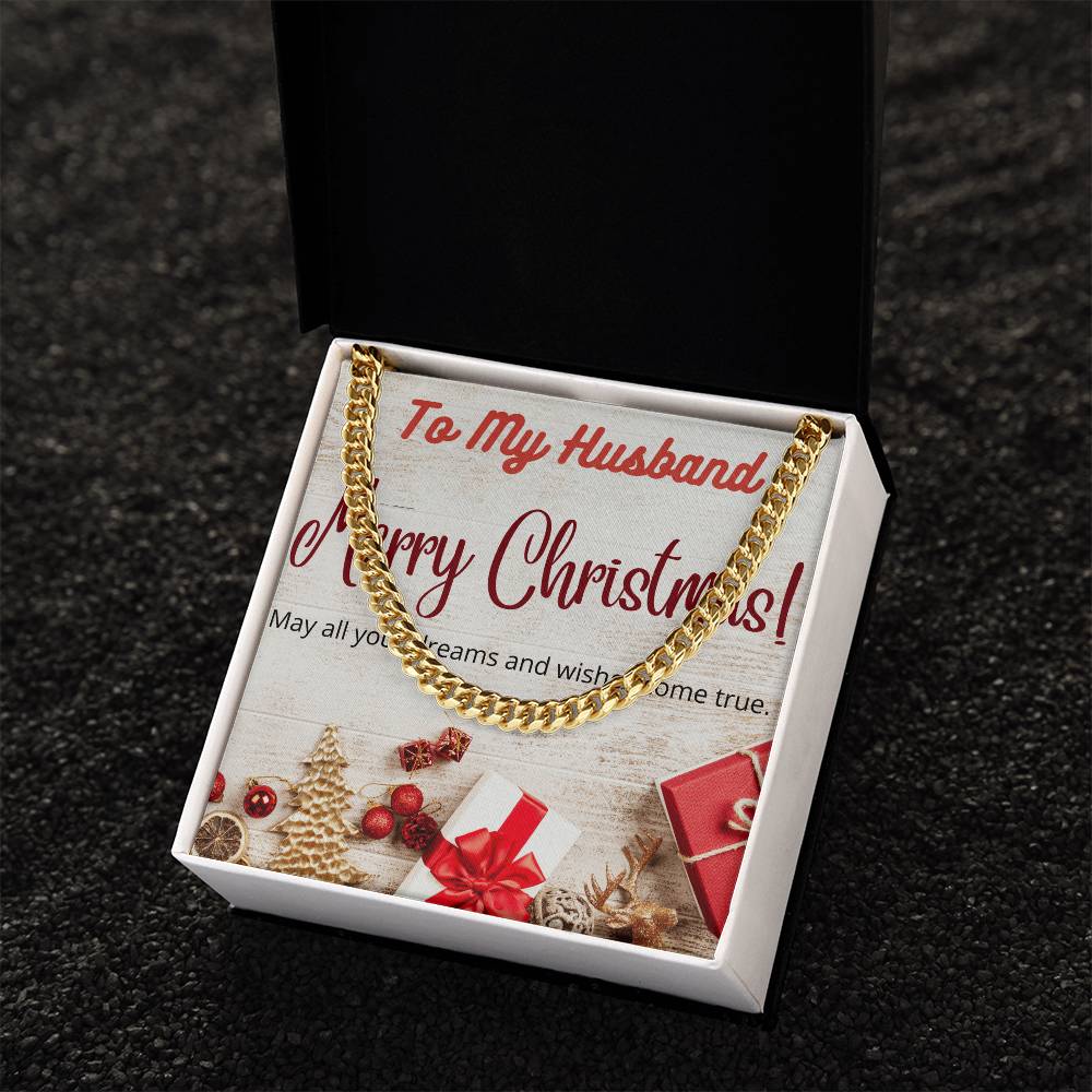 To My Husband Merry Christmas Cuban Link Chain